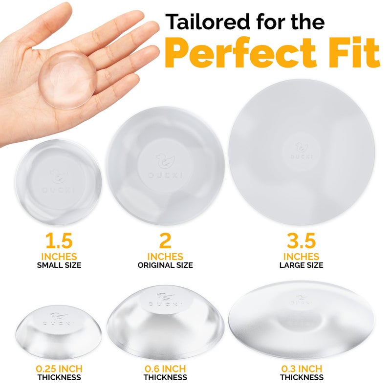 Ducki Door Stoppers, Door Knob Wall Protector 4 Pack Clear Self Adhesive Reusable Stopper for Wall Damage & Noise from Doors, Home or Office Doorstop, Durable Shock Absorbent, Quiet Discreet Bumper - Image 2